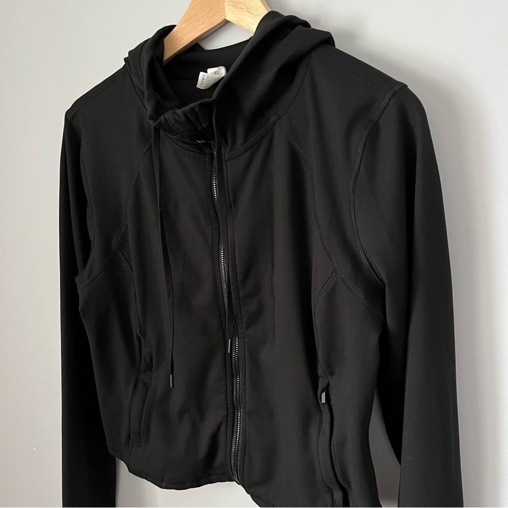 Yogalicious Lux Full Zip Hooded Crop Ink Black Athletic Jacket Size X-Large - Picture 4 of 16